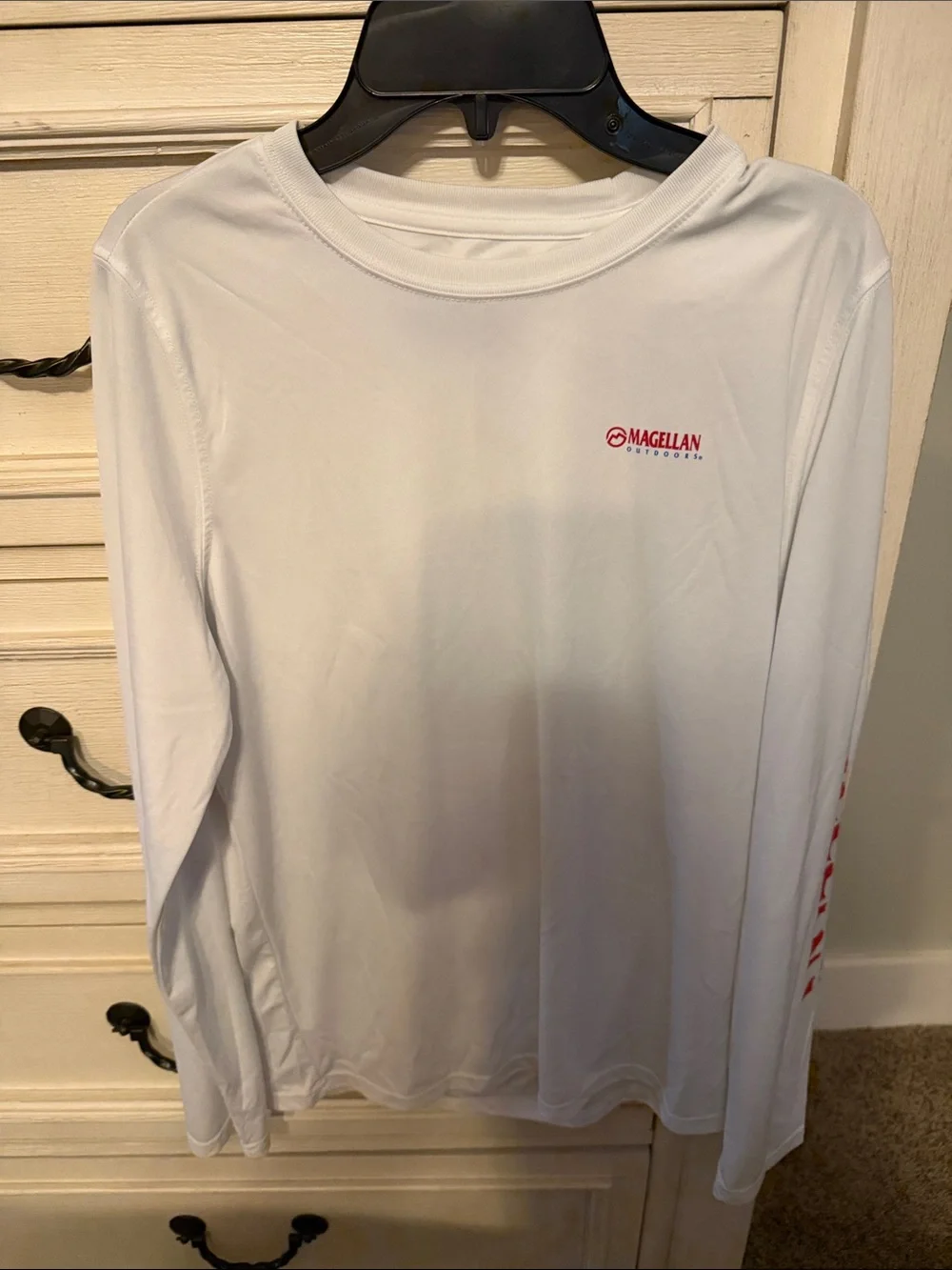 Magellan Outdoors White Long-Sleeve Swim Coverup with Red Logo